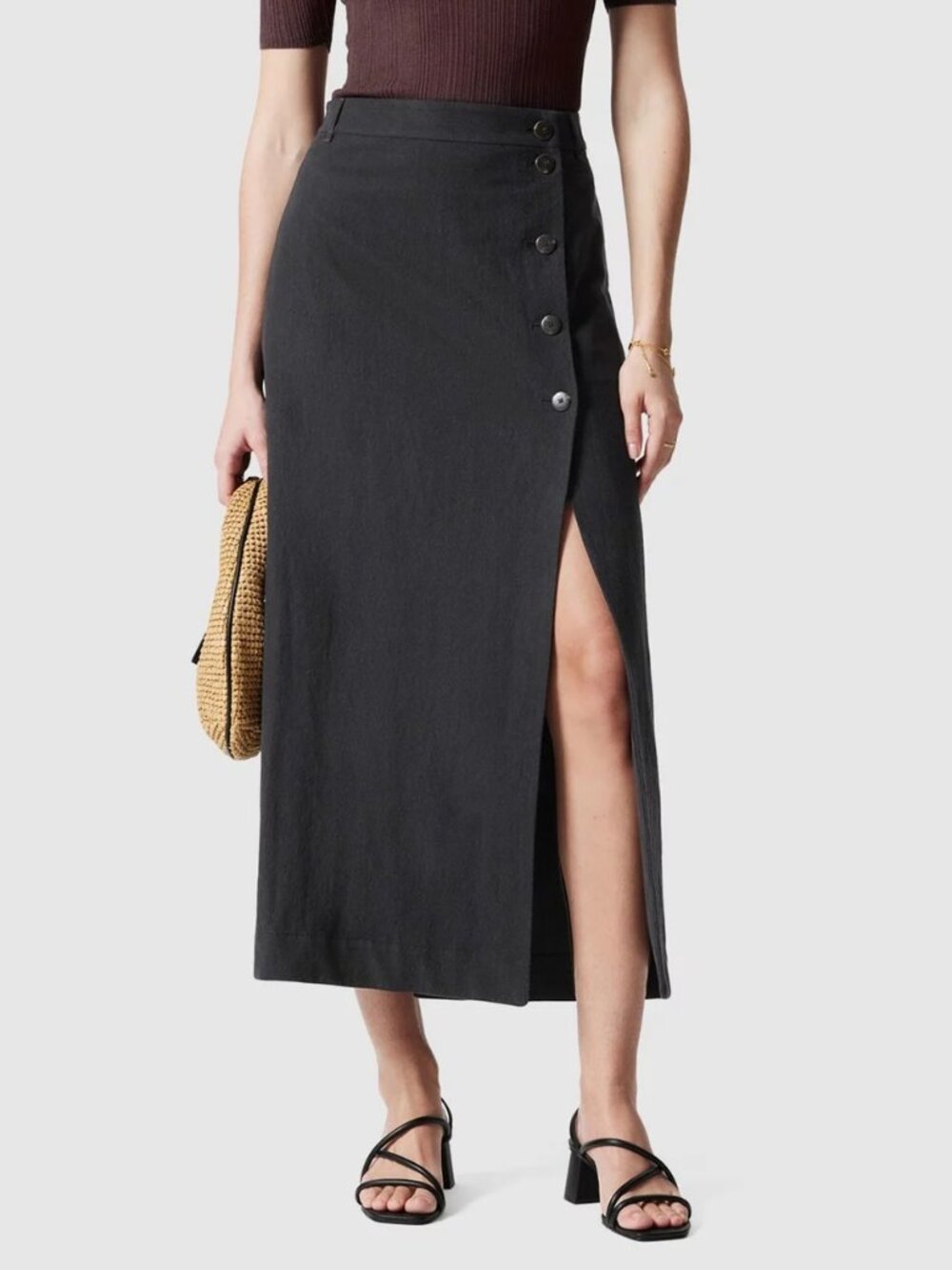 NWT &Other Stories A-Line Button Midi Slit Skirt